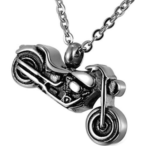 Punk Stainless Steel Motorcycle Rider Rock Pendant Charm Keepsake Memorial Urn Necklace For Ashes