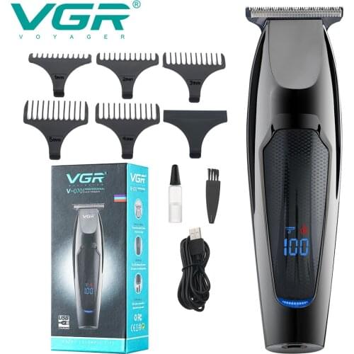 VGR Professional LCD Hair Clipper Electric Hair Trimmer Barber Oil Head Carving Sculpture Trimmer Hair Cutting Machine Tools