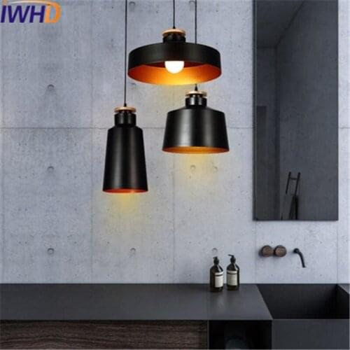 IWHD Nordic Simple Wood Droplight Modern LED Pendant Light Fixtures For Living Dining Room Hanging Lamp Indoor Lighting