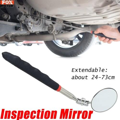 Extendable Telescopic Car Light Weight Inspection Mirror Extend Automotive Retractable Flexible Round Silver Pocket Clip