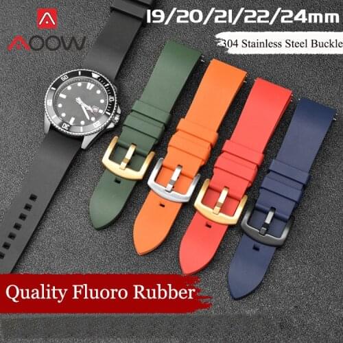 19mm 20mm 21mm 22mm 24mm Fluoro Rubber Strap Watchband Quick Release Sport Waterproof Replacement Bracelet Band for Huawei GT 2