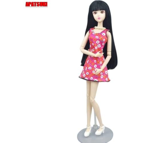 Pink Floral Dress Handmade Clothes For Barbie Doll Outfits Party Gown Summer Short Dresses for Blythe Licca Doll 1/6 Toys