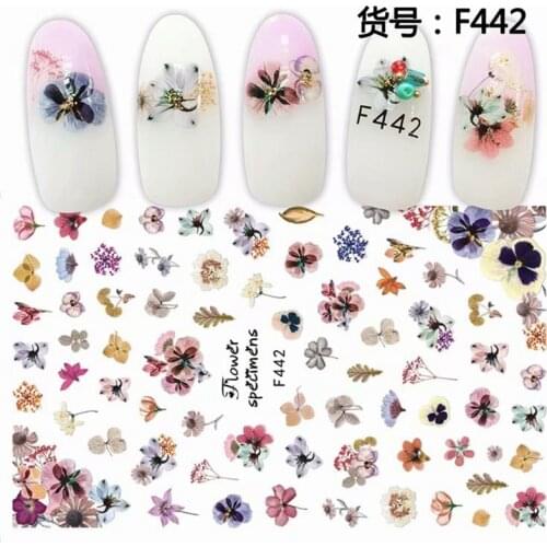6 sheets mixed designs self-adhesive flower 3d nail art decorations sticker and decals manicure material nail supplies tool