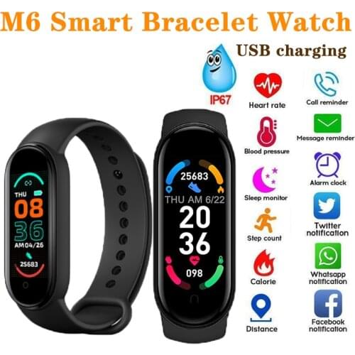 M6 Smart Bracelet Watch Heart Rate Blood Pressure Monitor Fitness Tracker Smart Band For IPhone Xiaomi Huawie Android 5.0 Above
