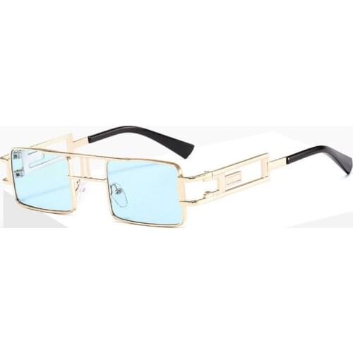 Retro Square Unique Hollow Out Metal Frame Men Sunglasses Double Bridges Candy Colors Clear Lens Eyewear Women Sun Glasses