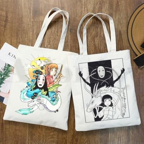 Japan Anime Cartoon Spirited Away Miyazaki Hayao Handbags Shoulder Bags Casual Shopping Girls Handbag Women Elegant Canvas Bag
