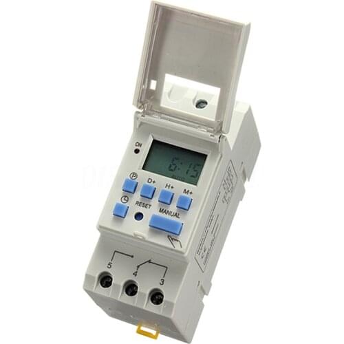 New DIN Rail Time Relay Switch Digital LCD Power Programmable Timer DC 12V 16A