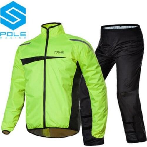 POLE Waterproof Motorcyclist Breathable Electric Motorcycle Raincoat Motocross Rainproof Motorbike Adult Rainwear 210T Nylon PU