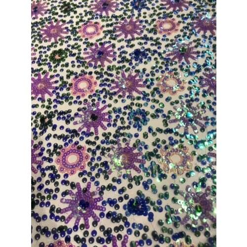 Embroidered tulle lace high quality SYJ-104314 embroidered lace fabric with sequins nice looking