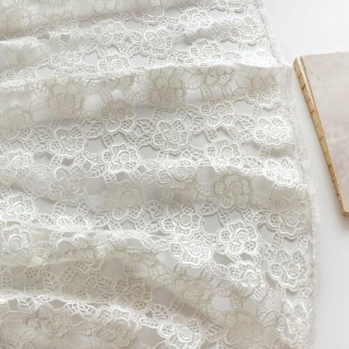 High Quality off-white water-souble Embroidered Lace Fabric Material DIY Handmade Clothes Accessories Width 125cm 1Yard