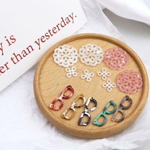 Diy jewelry earrings/necklace pendants accessory 50pcs/lot color flowers/glasses shape acrylic/acetic acid charms