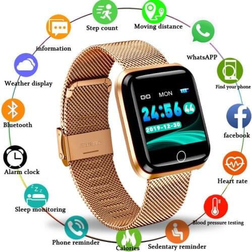 LIGE Smart Watch Women Sports Smart Bracelet IP67 Waterproof Watch Pedometer Heart Rate Monitor LED color screen for Android ios