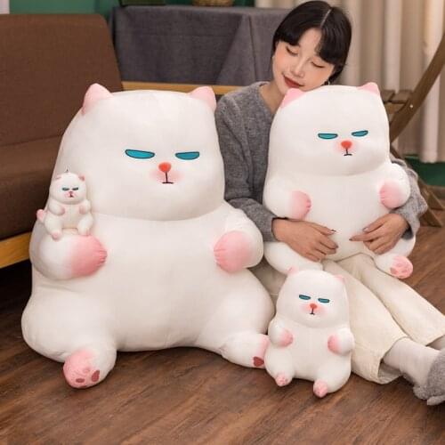 1pc 25/40/50cm Kawaii Stuffed Plush Cats Toys Cute Animal Doll White Fat Cat Sleep Pillows Bed Decor Birthday Gift For Girls