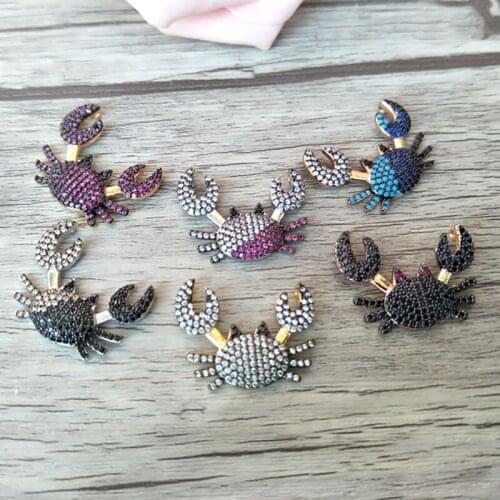 10Pcs Mix Color Micro Pave CZ zircon crab charm Pendant For Jewelry Making Findings DIY necklace making P728