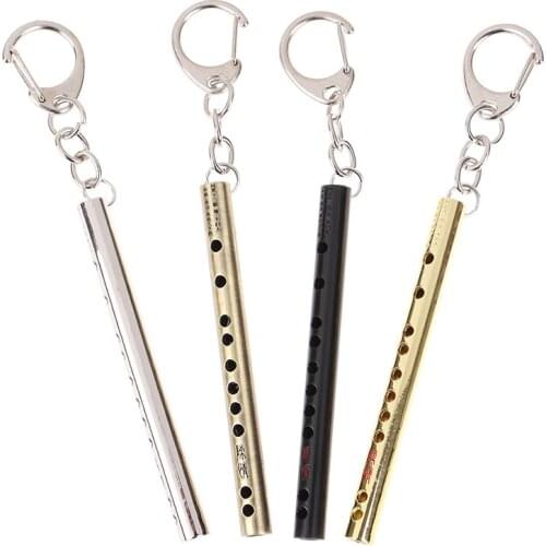 2PCS Mini Pocket Musical Instrument Keychain Cosplay Prop Accessories Flute Keyring Key Chain Pendant