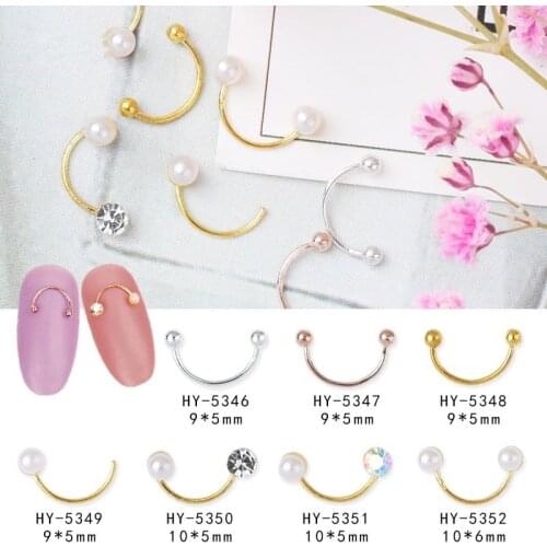 20pcs Charm Metal Rivets 3D Smile Nail Art Decorations Caviar Beads Pearl Diamond Rhinestones Jewelry Manicure Accessories