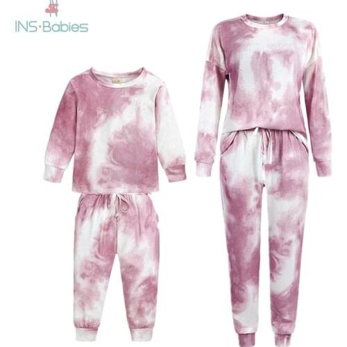 2021 Baby Girl Sets 2pcs Spring And Autumn Mom And Daughter Matching Clothes Kid Suits Leisure Sports Clothing Christmas Pajamas