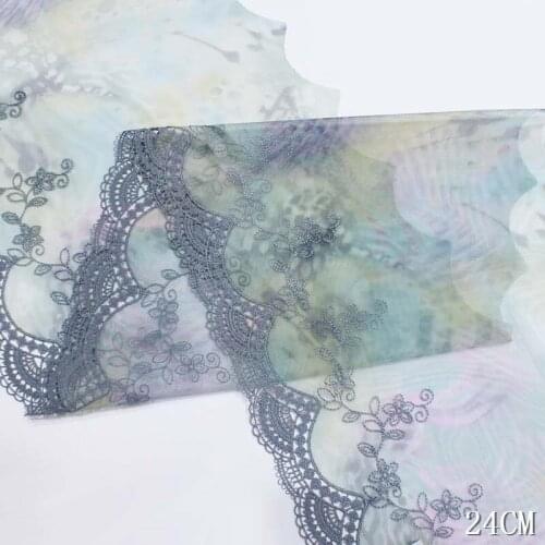 50Yards Green Print Floral Embroidered Lace Trim Mesh Tulle Floral Fabric For Lingerie Underwear Bra Dress Garter Sewing DIY New