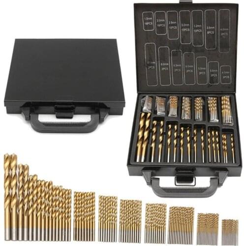99pcs High Speed Steel Titanium Plated Twist Drill DIY Home Use Metal HSS Spiral Drill Bit For Wood Drilling