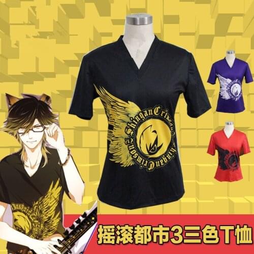 Anime SHOW BY ROCK!! cosplay Crow Aion Yaiba Halloween summer cartoon Unisex male female T-shirt costume short sleeve top