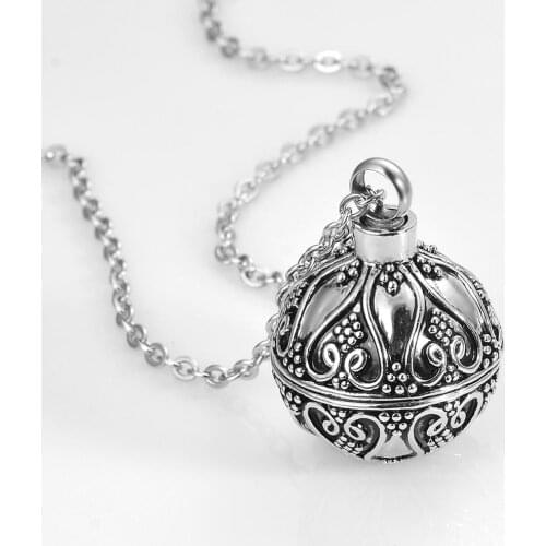 Antique Memorial Cremation Jewelry Retro Ball Urn Necklaces Keepsake Pendants,Can Open The Fill