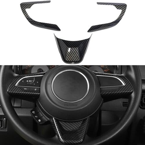 Car Accessories for Suzuki Jimny 2019 2020 2021 Carbon Fiber Look Interior Steering Wheel Decoration Cover Trim 3pcs