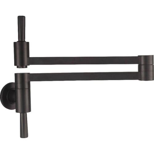 Free ship NEW Wall Mounted Brass single cold Water Pot Filler faucet tap, Double Joint Spout, Black Color Kitchen Faucet