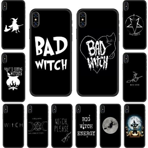 Magic Witch Cat Halloween Phone case For iphone 4 4s 5 5S SE 5C 6 6S 7 8 plus X XS XR 11 PRO MAX 2020 black trend funda painting