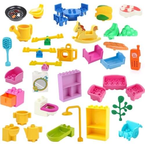 Girls Bedroom Building Blocks Parts DIY Toys Bed Sofa Toilet Phone Bathtub Meat Corn Camera Accessories Compatible Parts