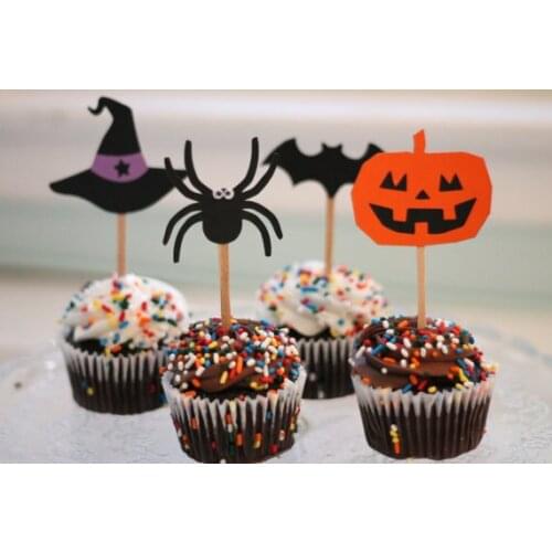 Jack O' Lantern, Spiders, and Witch Hats Cupcake Toppers Party birthday Wedding Bridal baby Shower Night food picks