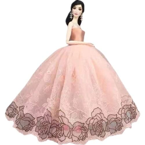 Elegant 11.5" Doll Clothes Floral Multi Layer Lace Wedding Dresses for Barbie Accessories Princess Outfit Party Gown 1/6 BJD Toy