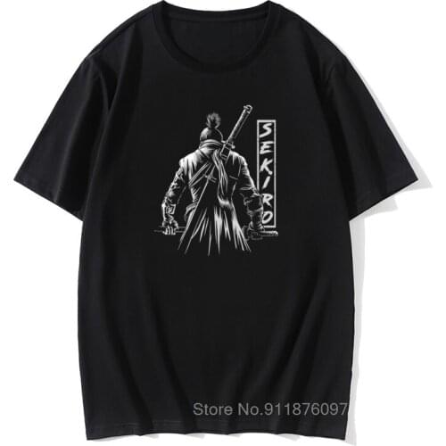 PS4 Game SEKIRO T Shirt Shadows Die Twice The One-armed Wolf Tee Shirt For Male Retro Homme Tee Shirt 100% Cotton