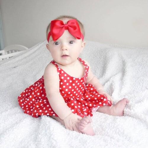 2020 Summer Red Dot Sundress Ins Hot Style A-line Baby Girl Child Dress with Bow Lolita Style Sleeveless Above Knee Mini Dress