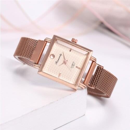 Trendy Square Women Watches Magnetic Female Clock Quartz Wristwatch Bracelet Minimalist Ladies Wrist Watch Relogio Feminino 2020