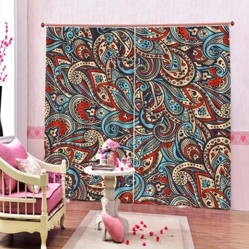 Custom European Print Floral Colorful Leaf Pattern Window Curtain For Living room bedroom Blackout Drapes Indoor Decor Sets