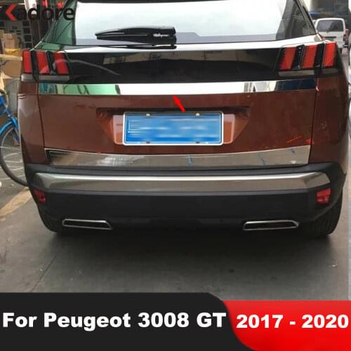 Rear Trunk Lid Cover Trim For Peugeot 3008 GT 2017 2018 2019 2020 Stainless Steel Tailgate Molding Strip Car Styling Accessories