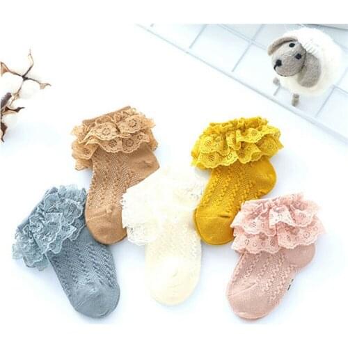 0-5Y Newborn Baby Cotton Socks Lace Bows Baby Girl Boys Flowers Socks Frill Ruffle Sweet Princess Style Soft Socks Infant 2020