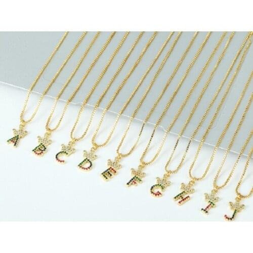 Daihe Hip Hop Gold Plated Crown Letters Pendant Necklace Women Lucky Adjustable Colorful Zircon Copper Necklace Female Jewelry