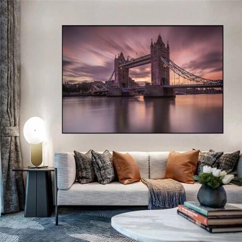 Skyline Night View Landscape Canvas Painting Posters and Prints Beautiful London City for Living Room Home Decoration Cuadros
