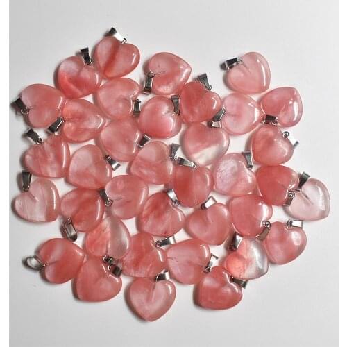 2020 Fashion good quality Natural Watermelon red Stone love Heart Pendants fit jewelry making 20mm 50pcs Wholesale free shipping