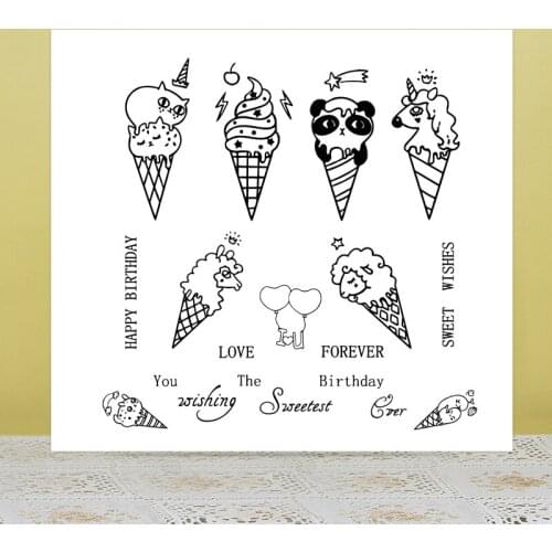 AZSG Different Style Animals Ice cream Clear Stamps For DIY Scrapbooking/Card Making/Album Decorative Silicone Stamp Crafts