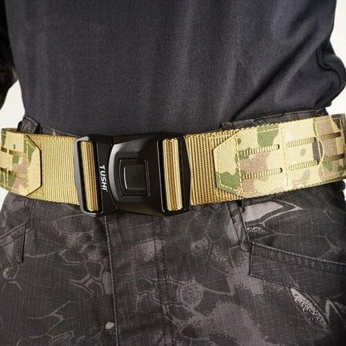 2 Piece Suit Nylon Tactical Belt Camouflage Canvas Waistband Outdoor Climbing Hunting Clothes Accessory Military Training Belts