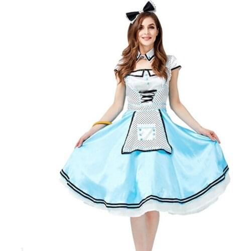 Fairy Tale Woman Halloween Alice Costumes Female Princess Maid Cosplay Carnival Purim Parade Nightclub Bar Role Play Party Dress