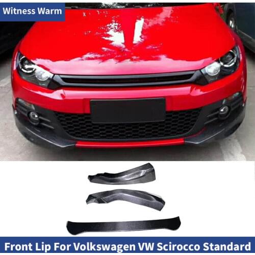 Carbon Fiber / FRP Car Front Bumper Lip Spoiler Three-piece Splitters for Volkswagen Scirocco standard bumper 2009 - 2014