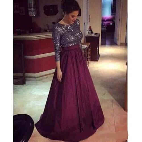 Formal Burgundy Mother Of The Bride Dresses Bling Bling Sequined 3/4 Sleeves Mother of Groom Dresses Evening Dresses