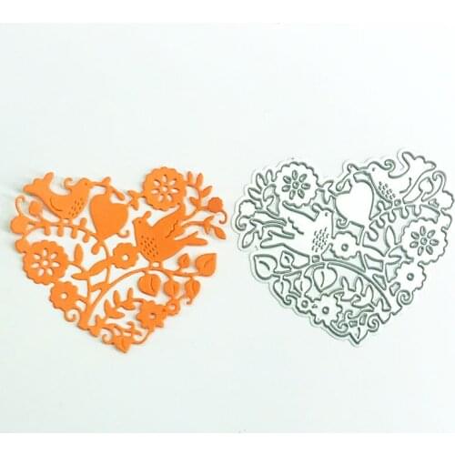 Heart Shape Cutting Dies Stencils for Card Making Hollow Out Flowers Leaves Design Handmade Sticker Scrapbooking