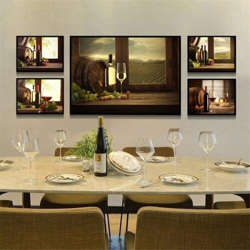 Grapes and Red in the Glass,Wine Tasting At Restaurant Canvas Painting Prints Poster Wall Art Kitchen Room Diningroom Decoration