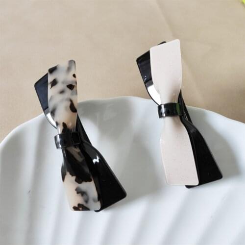 Barrette For Women Girl Acrylic Hair Clip Hairpin Bow Knot Black White Head Accessories Wholesale