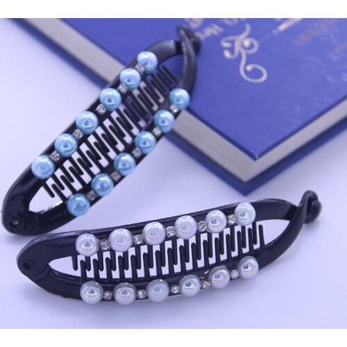 Hair Claws Clip Fish Shape Banana Barrettes Black Pearls Hairpins Hair Accessories For Women Hair Clip Clamp ACC67