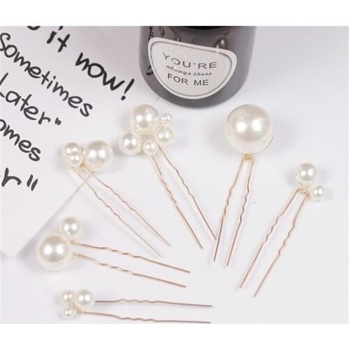 Handmade Women Simulated Pearl Hairpins Metal Barrette Clip Wedding Bridal Tiara Hair Accessories Wedding Hairstyle Design Tools
